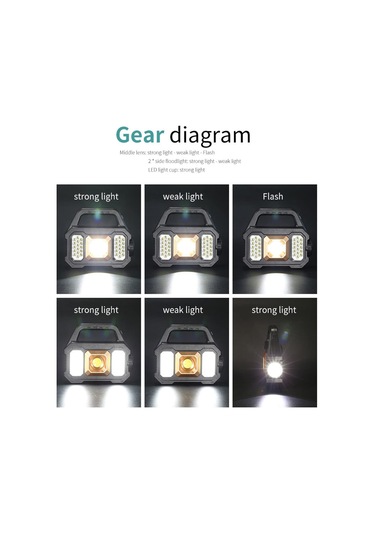 Xindoker Güneş Enerjili Çok Fonksiyonlu Fener: 500 Lumen Led, Su Geçirmez, Powerbank, Cob Yan Işık - Altın 2205a Altın