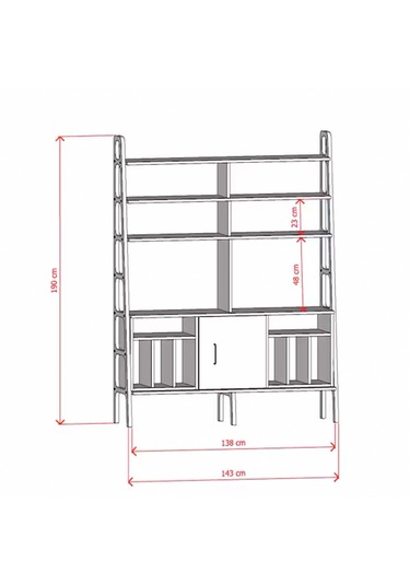 Woodesk Branch, Ahşap Kitaplık Ve Raf Ünitesi, 190x140, Tik Renk