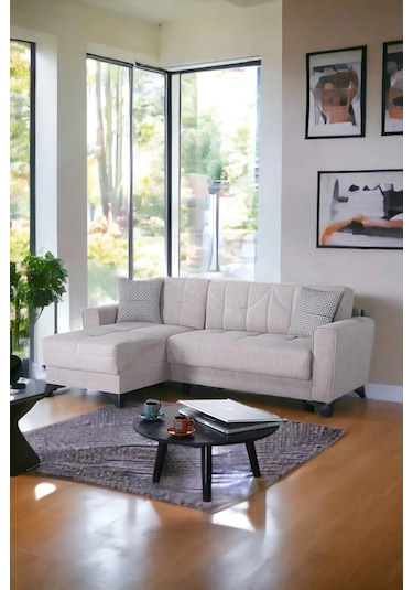 Mons Yataklı Köşe Koltuk Takımı - Krem