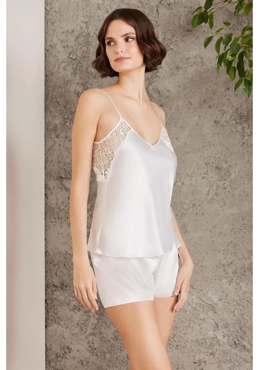 Pierre Cardin 6000 Kadın Dantelli Saten 6'lı Set-ekru Ekru