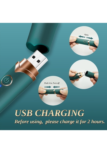 Moveevo Çift Kullanımlı Elektrikli Vibratör Masaj Aleti Makyaj Fırçası Usb Şarj 10 Hızlı Titreşim Otomatik Isıtma Dahili 150mah