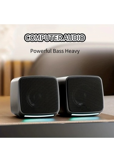 Willowhaven Siyah Bilgisayar Hoparlörü, 6w Usb Işıklı Stereo Ses Mini Hoparlör