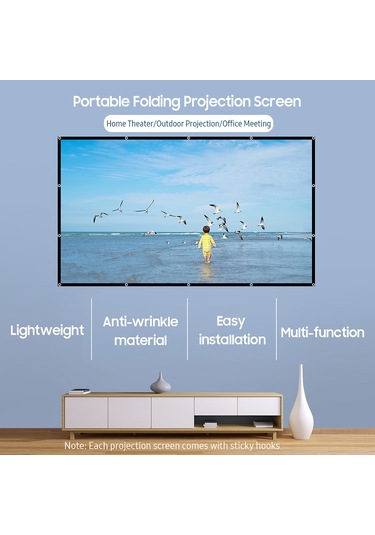 Wezone 100 İnç 16:9 Portable Katlanabilir Projeksiyon Ekranı - Kırık Olmayan Polyester Malzeme, Dışarıda/ev Sineması İçin Yüksek Kaliteli Görüntü