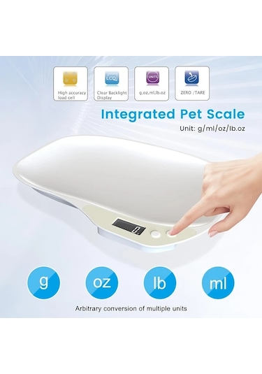 Xuweiwei Beyaz 15kg 1g Hassas Dijital Evcil Hayvan Sebze Meyve Tartısı Mutfak Kullanımı İçin Akıllı Tasarım Beyaz
