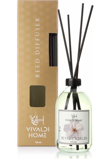 Vivaldi Home Beyaz Çiçekler Çubuklu Oda Kokusu Esansiyel Uçucu Yağ 100 ML