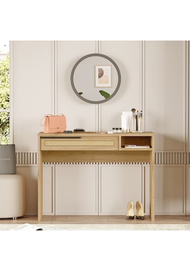 Robin Home Lidya Makyaj Masası Aynalı Çekmeceli Uv Baskı Sepet-jü