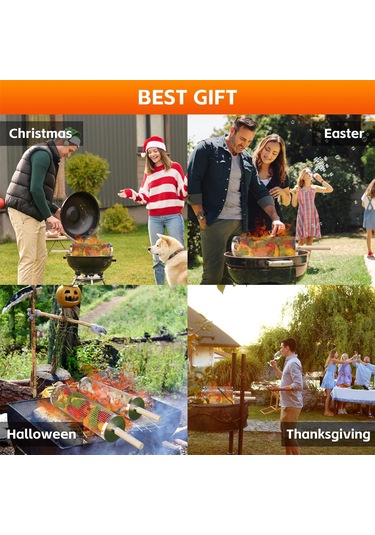 Teltree 304 Paslanmaz Çelik Kaydırmalı Mangal Sepeti, Dışarıda Bbq İçin Ahşap Saplı, Dengeli Pişirme, Çelik Çatal Ve Kanca İle Gümüş