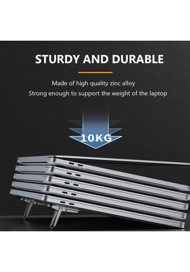 Geeroyoo Ayarlanabilir Açılı Çinko Alaşımlı Katlanır Dizüstü Bilgisayar Standı - 2'li Set Gümüş