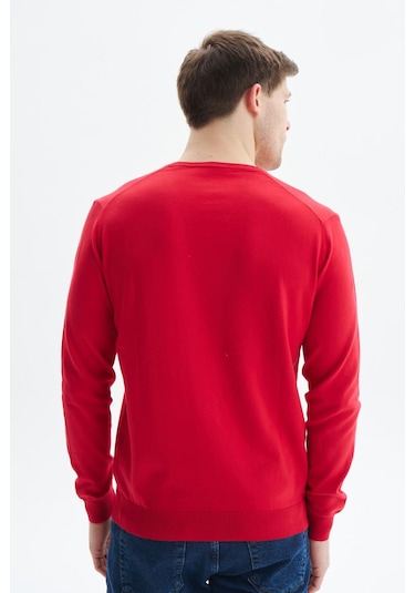 Arma Erkek Slim Fit Basic V Yaka Triko Kazak K9kro0852 Kırmızı