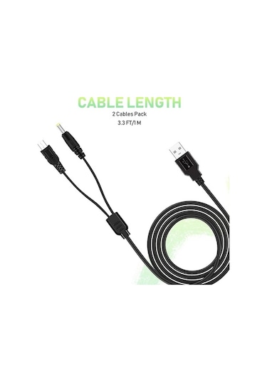 Prestigegoods Sony Psp 1000/2000/3000 İçin 2'li Taşınabilir Usb Veri & Şarj Kablosu Paketi