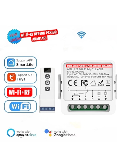 Tuya Destekli Akıllı Wifi +Rf Panjur Kepek Anahtarı