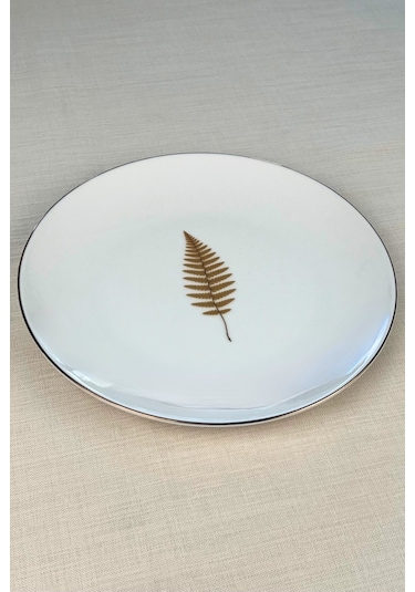 Tabak Evi Porselen Natura Karma Altın Yaldız Servis Tabağı 24,50cm 6 Lı Çok Renkli