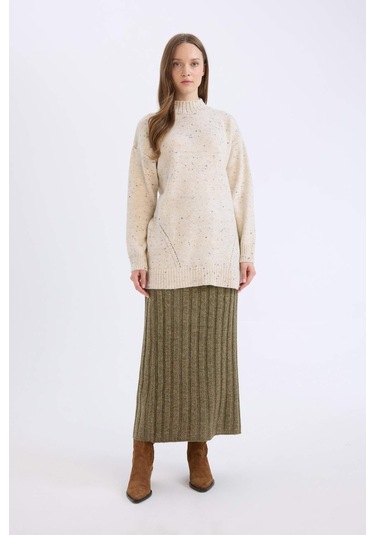 DeFacto 	Regular Fit Maxi Triko Etek B0089AX24WNKH474 Haki