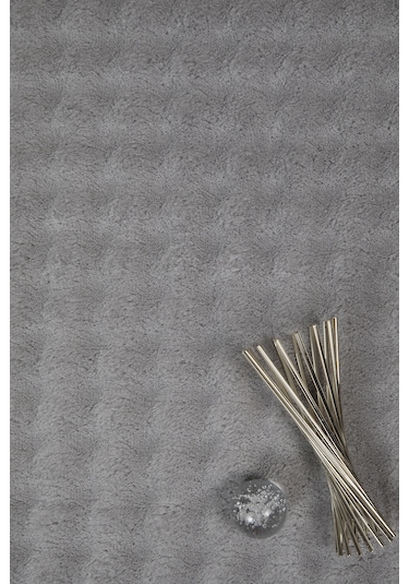 Bubble Oval Yumuşak Peluş Kaymaz Salon Oturma Odası Balkon Halısı Yolluk Gri