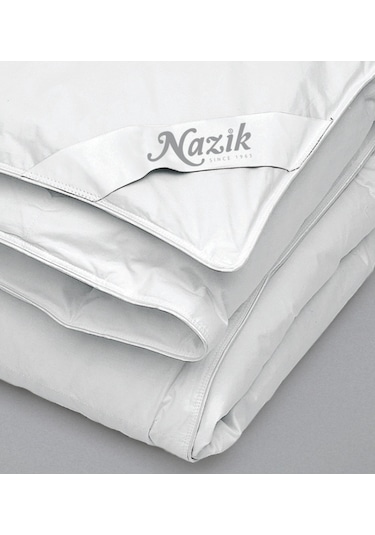 Nazik Home Kaz Tüyü Yorgan Renkli Biyeli %5 Kaz Gıdık %95 Kaz Sır Beyaz
