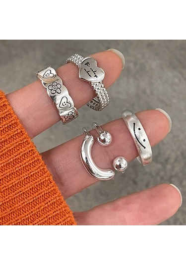 Happy Smile Face Love Wear Combination Ring, Color: J2135 Çok Renkli