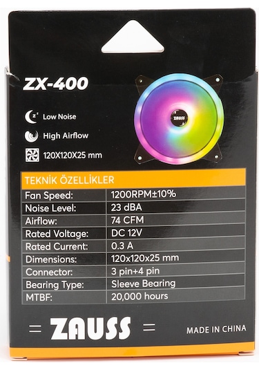 Zauss ZX-400 Sekizgen RGB 12 CM Kasa Fanı