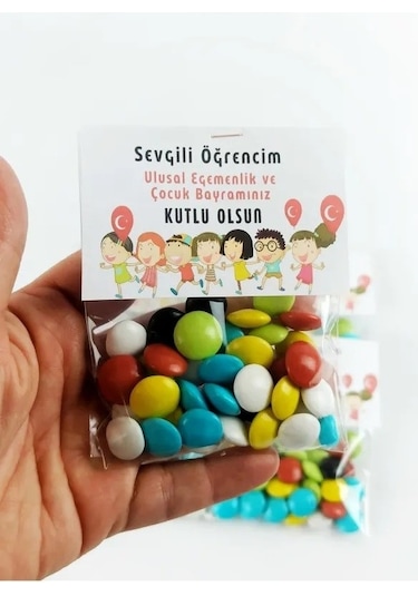 10 Adet Balon Çocuk Kartlı Bonibon Hediyelik - 23 Nisan Hediye