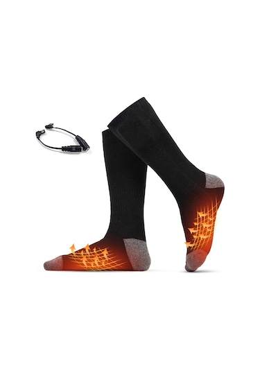 Suofeng Isıtmalı Ayak Isıtıcı Çorap - 50 C Sabit Sıcaklık, Pil Dahil Değil Siyah