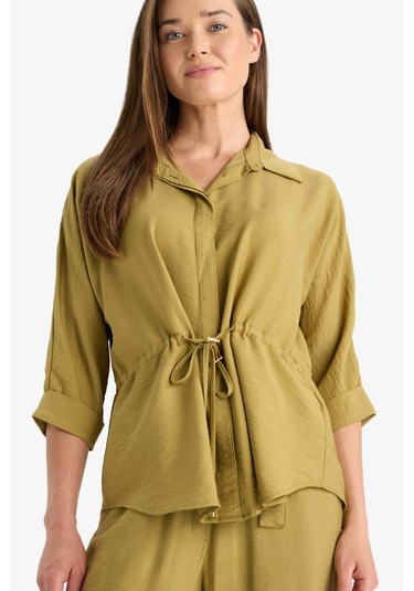 Defacto Beli Lastikli Uzun Kollu Gömlek F4972ax25aukh255 Haki