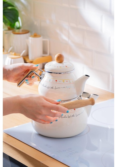 Made With Love Emaye Çaydanlık Takımı - 1/2 Lt Renkli