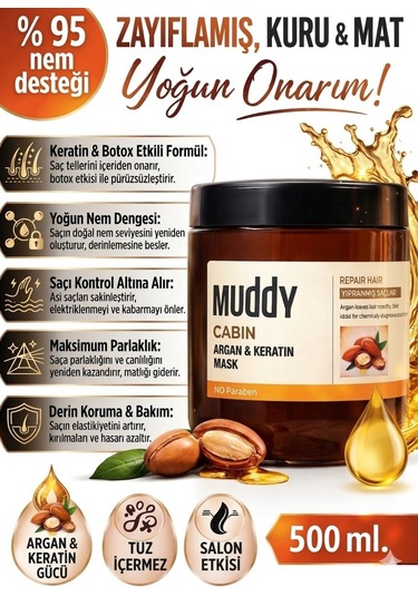 Muddy Cabin Argan & Keratin Maske 500 ML