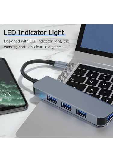 Samdoo 4-in-1 Usb Hub Genişletici: Usb 3.0 5gbps + 3x Usb 2.0, Usb-a/type-c Girişi, Hızlı Veri Transferi