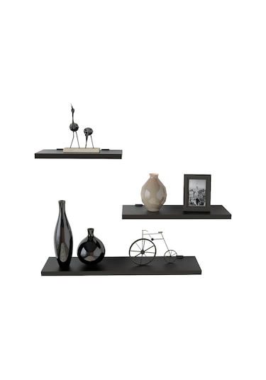 Robinhome Robin Home Raffi 3'Lü Uçan Raf Duvar Rafı Siyah