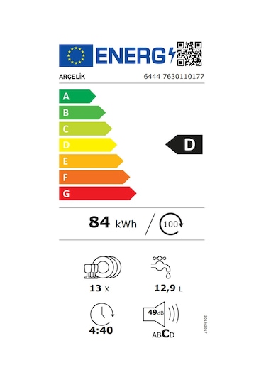 Arçelik 6444 13 Kişilik 4 Programlı Bulaşık Makinesi