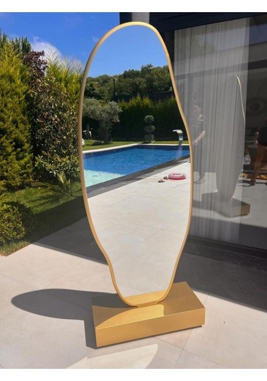 Asimetrik Ayna, Ultralüx Boy Aynası, Asimetrik Boy Aynası 188x66 180 X 65 Gold