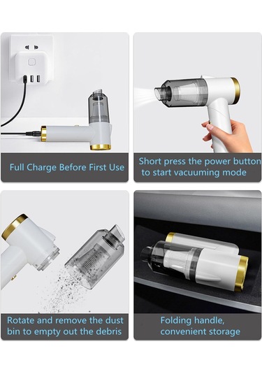 Ximistore9 El Fırçası Süpürge - 9000pa Güçlü Baskı, 4000mah Şarjlı, Ev, Araba Ve Masalarda Kullanım, Taşınabilir Mini Tasarım Beyaz