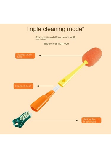 Yeşil Havuç Suyu 3 In 1 Şişe Fırça Seti Şişe Temizleme Fırçası Bardak Temizleme Aracı Biberon Fırça Seti