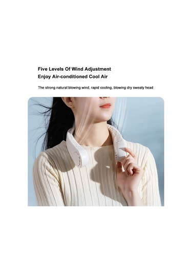 Symbee Taşınabilir Boyun Fanı - 5 Hızlı, Şarj Edilebilir, 1200mah Pil, Spor Ve Dış Mekan Kullanımı İçin Beyaz