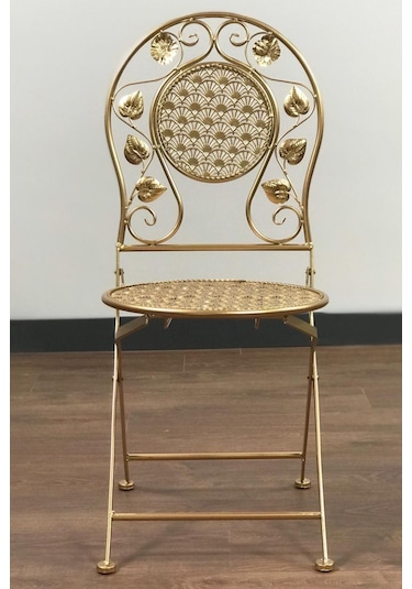 Bahçe balkon oturma takımı, ferforje masa sandalye takımı (gold) Altın