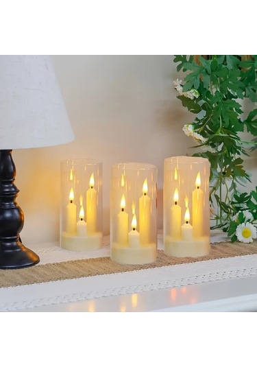 Meridiangoods 2'li Led Dekoratif Işıklar, Titreşen Sıcak Işık Efekti, Pilli Dekoratif Lamba Diğer