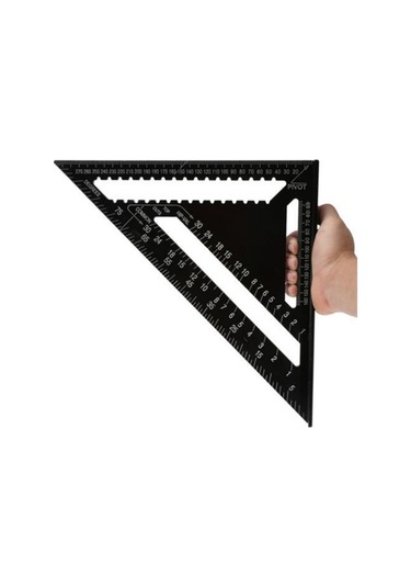 Pazly 12 İncilik Ağaç İşleme Açı Cetveli, Alüminyum, Siyah, Metrik Ölçüm Diğer