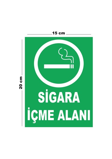 Metal Sigara İçme Alanı 15cm X 20cm Uyarı Levhası Yönlendirme Tabelası