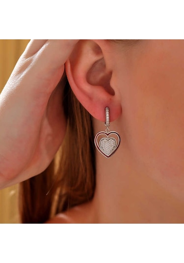 Stillove Gümüş Sallantılı Kalp Kadın Küpe