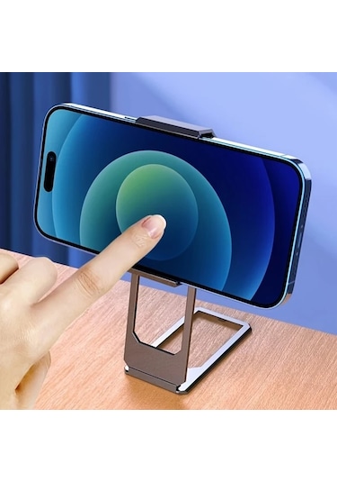 Motion003 360 Derece Dönebilen Katlanabilir Stand Arka Klips Simli Siyah Telefon Tutucu Metal Simli+siyah