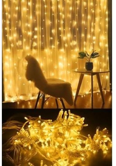 Cajuart 3x2 Usb Uçlu Fonksiyonlu Perde Led Işık 240 Led Fonksiyonlu Yılbaşı Süsü Dekor Gün Işığı