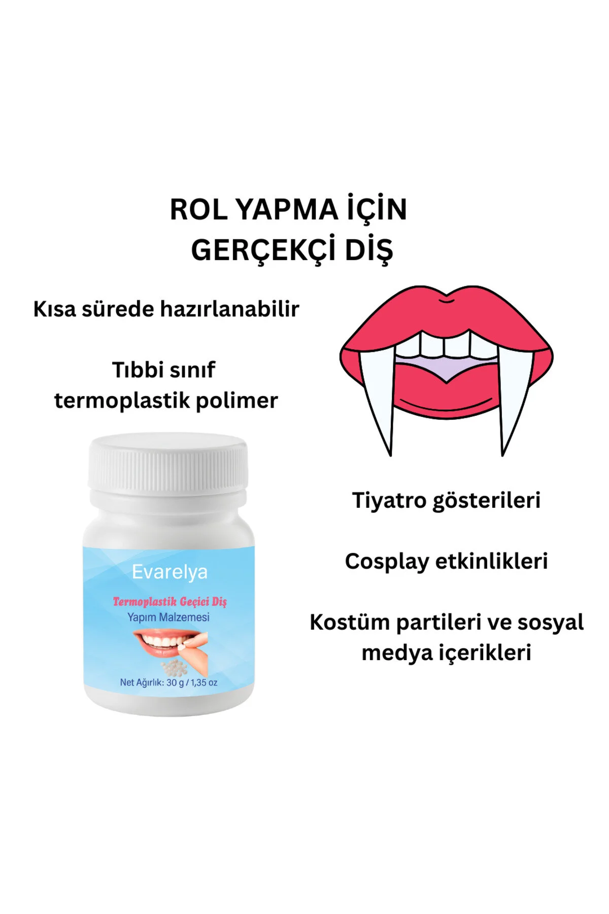 Moldable Vivostar Takma Diş, Protez Diş, Diş Dolgusu, Geçici Diş,