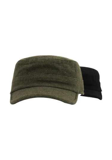 Şapkadan Kaşe Castro Siyah Ve Haki Şapka Ikili Set Kastro Set Outdoor Yünlü 45645dr56602 Siyah - Haki