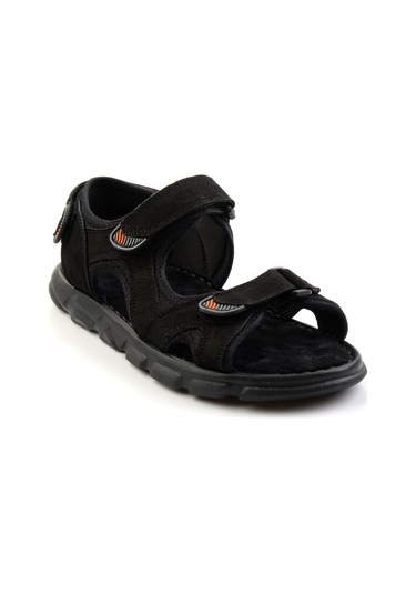 Bambi Siyah Leather Erkek Sandalet E05078102501 Siyah
