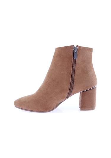Dgn 111-2164-22k Kadin Fermuarli Topuklu Kisa Bot 111-2164-R1783 Taba