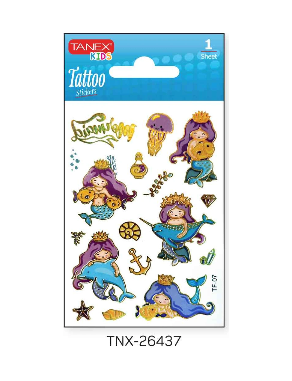 Tanex 7,5x10,5mm Deniz Kızı Mini Tatoo Etiket Tnx-26437