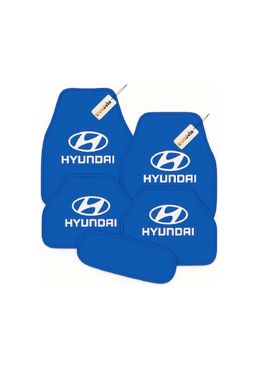 Hyundai Logolu Mavi Oto Halı Paspas Seti 5 Parça Kaymaz Araba Paspası