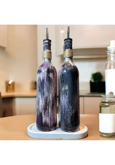 El Yapımı Japon Kadın Desenli Renkli 750 Ml Zeytinyağı Sıvıyağ Şi