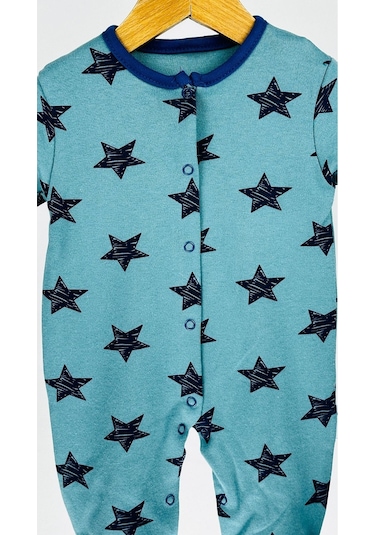 Yıldızlı Çıtçıtlı Pamuklu Bebek Tulum 001