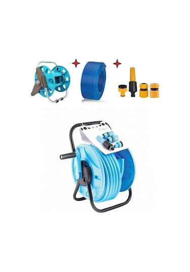 Makaralı Bahçe Hortumu Bahçe Sulama Hortum Makara Kaplin Tabanca Seti 25metre Hortum Ve Su Püskürtme