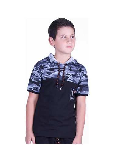 Markahit Kamuflaj Desenli T-shirt Erkek Çocuk Gri